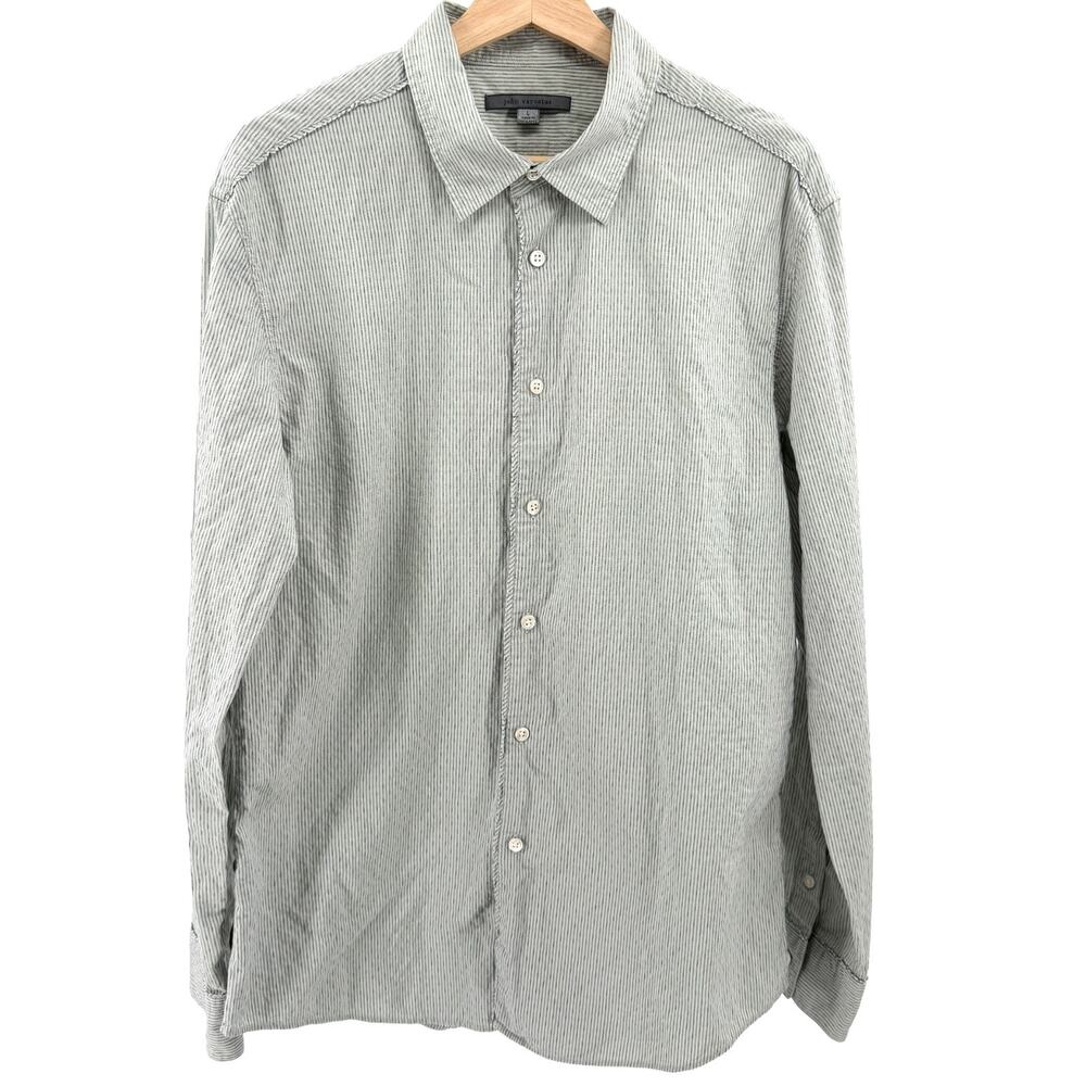 John Varvatos Gray Blue Striped Textured Button-Up Shirt